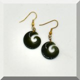 J120b. Green stone swirl earrings - $18 